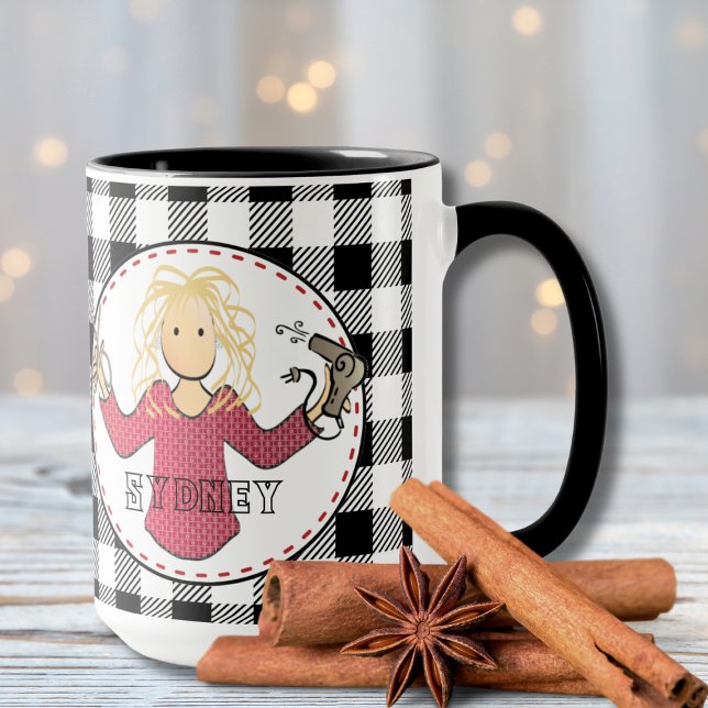 Funny Hair Stylist Beautician Blonde Tecknad Gift Mugg (Skapare uppladdad)