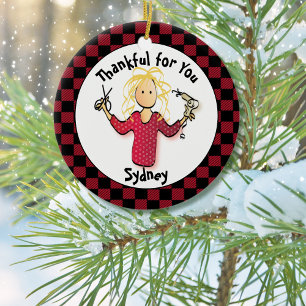 Funny Hairdresser Gift - Tack Beautician Idea Julgransprydnad Keramik