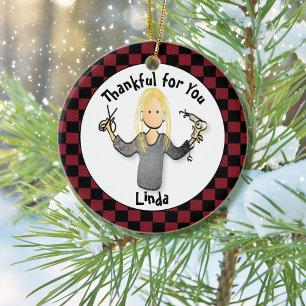 Funny Hairdresser Gift - Tack Beautician Idea Julgransprydnad Keramik