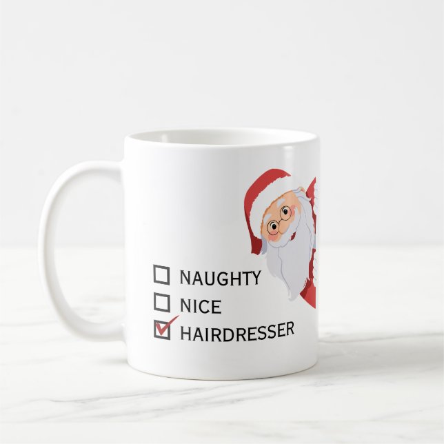 Funny Hairdresser, stygg jul Mugg (Vänster)