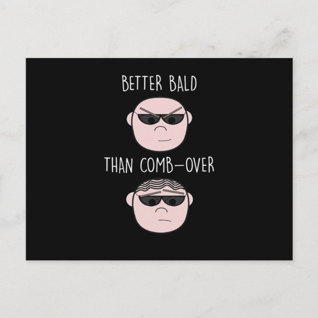 Funny Hairless Baldy Bald Guy Skin Head Manar Hair Vykort (Framsida)