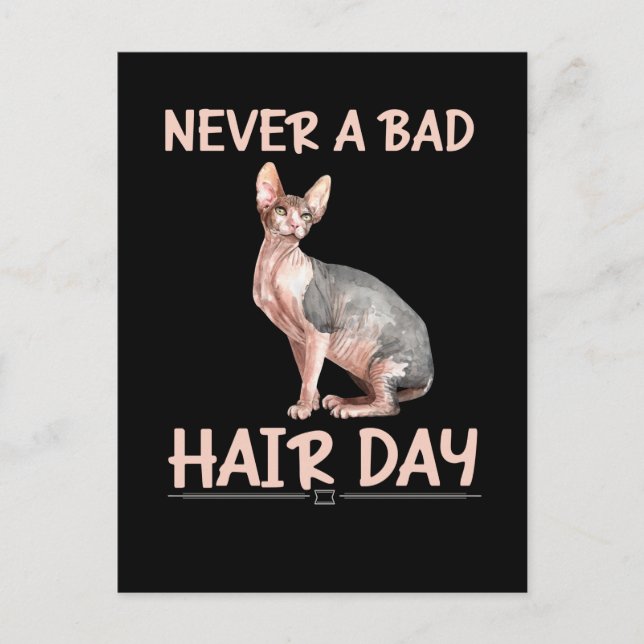 Funny Hairless Cat Sphynx Hair Humor Vykort (Framsida)