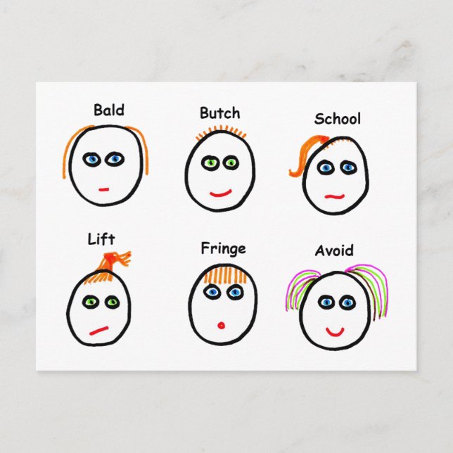 Funny Hairstiyles Vykort (Framsida)