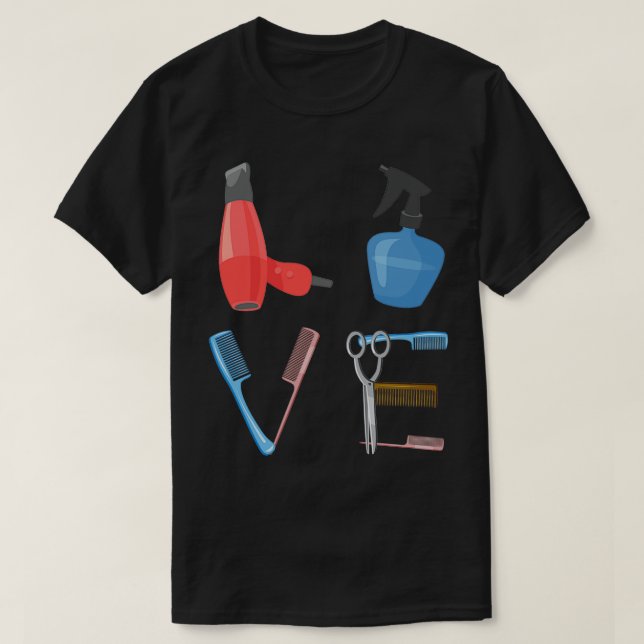 Funny Hairstylist Shirt Kärlek Haircut Salon Haird T Shirt (Design framsida)