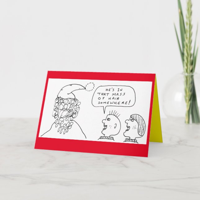 Funny Hairy Santa Tecknad Joke Helgkort (Framsida)