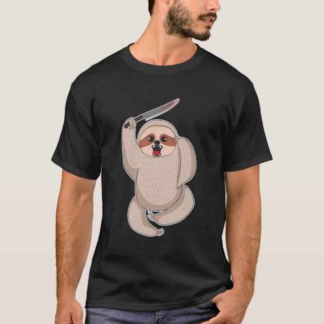 Funny Halloween 2020 Sloths Murderous Sloth Bloody T Shirt (Framsida)