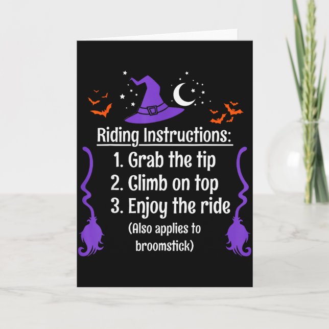 Funny Halloween Adult Sarcasm Humor Witch Riding I Kort (Framsida)