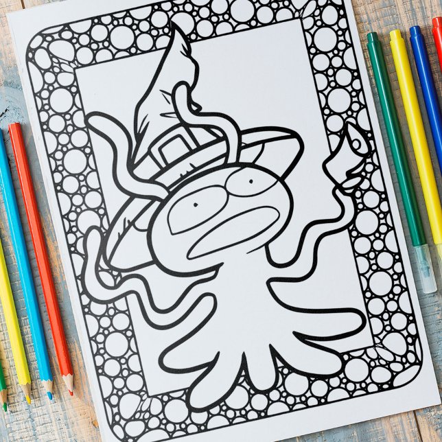 Funny Halloween Alien Coloring Page Poster (Skapare uppladdad)