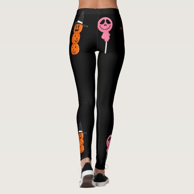 Funny Halloween ansikte-spökpumpkin Balloon Party Leggings (Baksida)