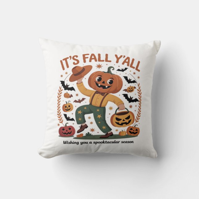 Funny Halloween Autumn Cute Det är Fall Y'all Pump Kudde (Framsida)