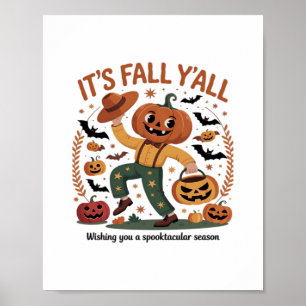 Funny Halloween Autumn Cute Det är Fall Y'all Pump Poster