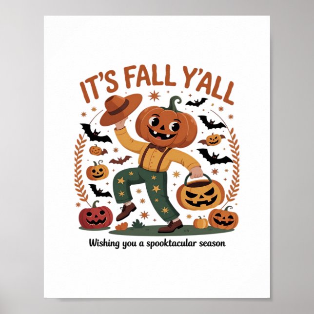 Funny Halloween Autumn Cute Det är Fall Y'all Pump Poster (Framsidan)