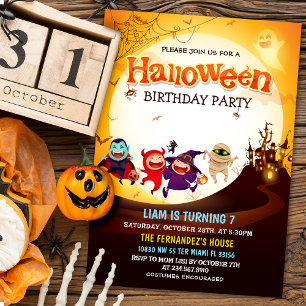 Funny Halloween Barns födelsedag Costume Party Inbjudningar