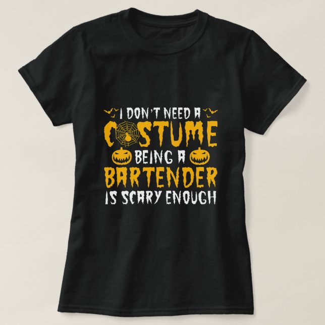 Funny Halloween Bartender är skandalös T Shirt (Design framsida)