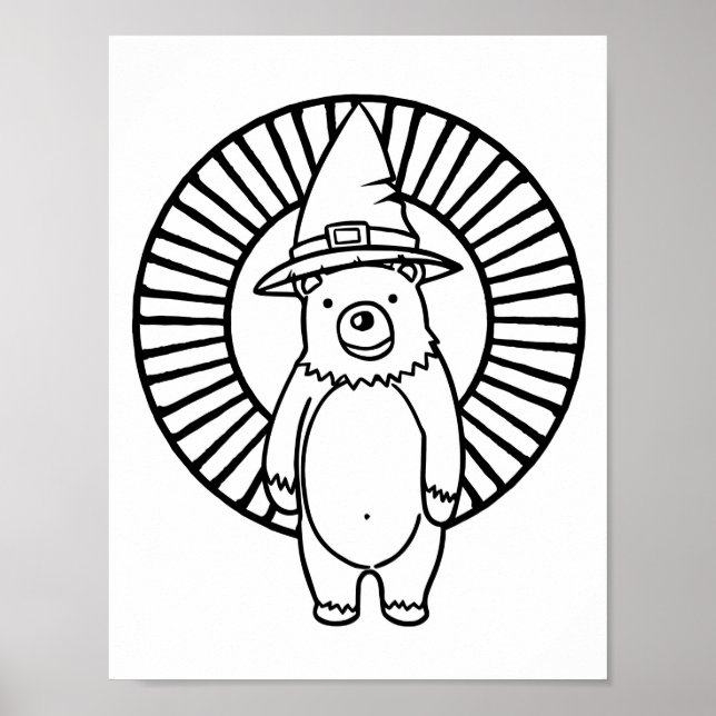 Funny Halloween Bear Coloring Page Poster (Framsidan)