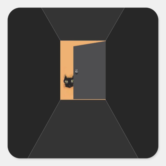 Funny Halloween Black Cat Fyrkantigt Klistermärke (Framsida)