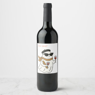 Funny Halloween Boo Jour Bus eller godis Vinflaska Etikett