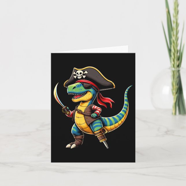 Funny Halloween Boys Kids Småbarn Dinosaur Trex P Kort (Framsida)