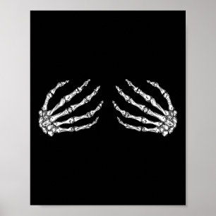 Funny Halloween Breast Costume Roligt Skeleton Hän Poster