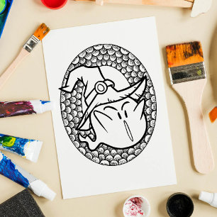 Funny Halloween Bubble Ghost Coloring Page Poster