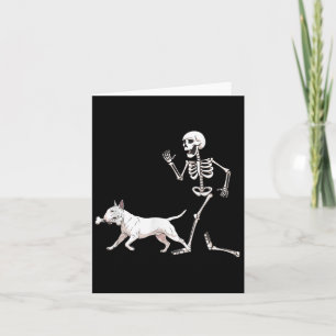 Funny Halloween Bull Terrier och Skeleton Kort