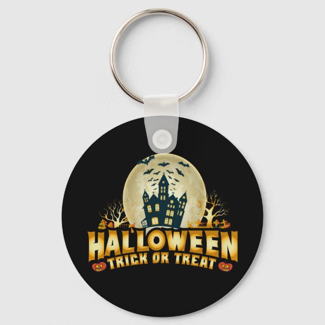 Funny Halloween Bus eller godis-scary Keychain Nyckelring (Framsida)