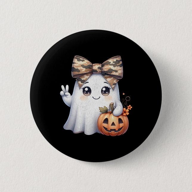 Funny Halloween Camouflage Camo Ghost Hej Huntin Knapp (Framsida)