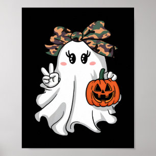 Funny Halloween Camouflage Camo Ghost Hej Huntin Poster
