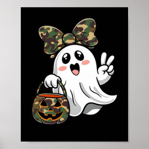 Funny Halloween Camouflage Camo Ghost Hej Huntin Poster