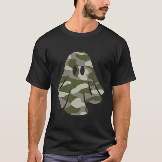 Funny Halloween Camouflage Camo Ghost Hej Huntin T Shirt (Framsida)