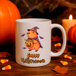 Funny Halloween Capybara "Cappy Halloween" Spooky Kaffemugg