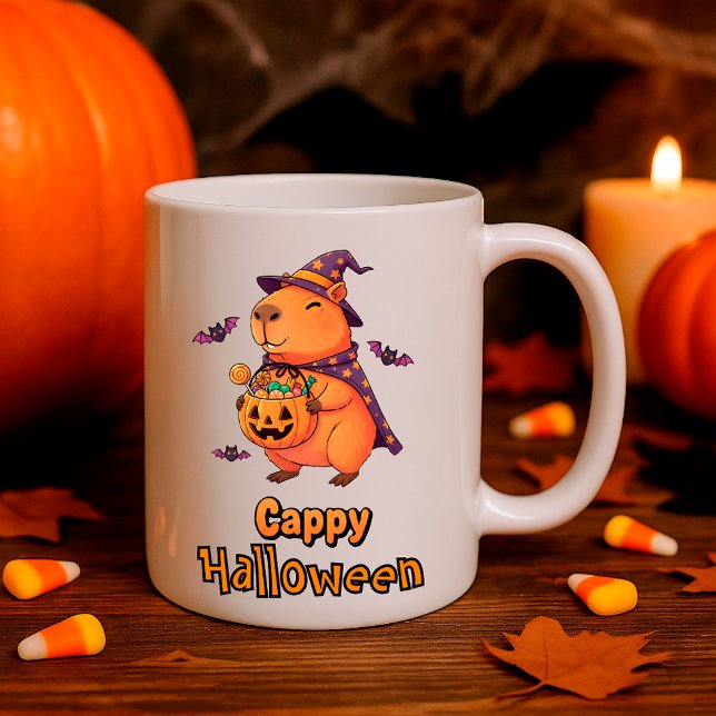 Funny Halloween Capybara "Cappy Halloween" Spooky Kaffemugg (Skapare uppladdad)