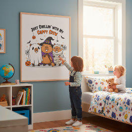 Funny Halloween Capybara Cute Cappy Crew Wall Art Poster