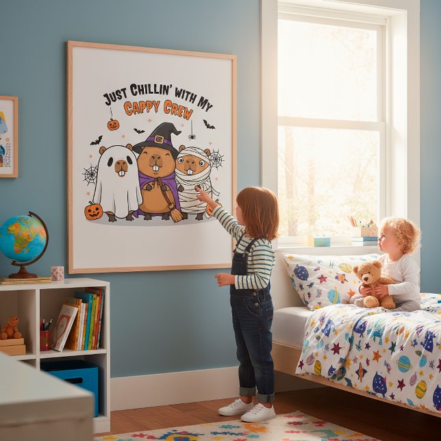 Funny Halloween Capybara Cute Cappy Crew Wall Art Poster (Skapare uppladdad)