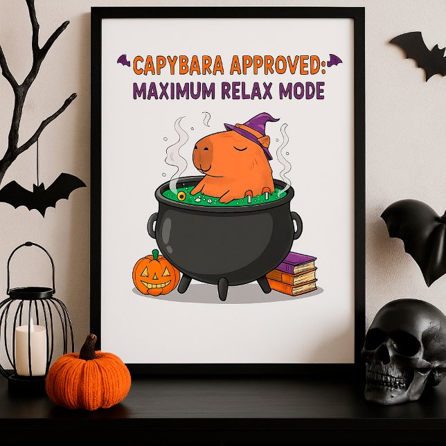 Funny Halloween Capybara guide Witch Cauldron Poster (Skapare uppladdad)
