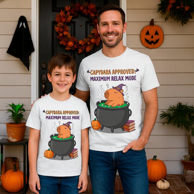 Funny Halloween Capybara "Maximum Slappna av Mode" T Shirt (Skapare uppladdad)