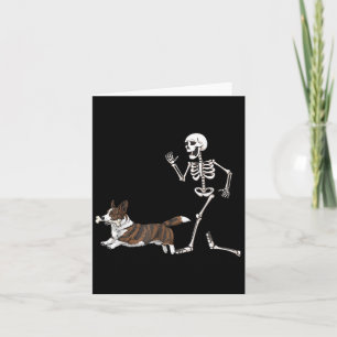 Funny Halloween Cardigan Welsh Corgi och Skeleton Kort
