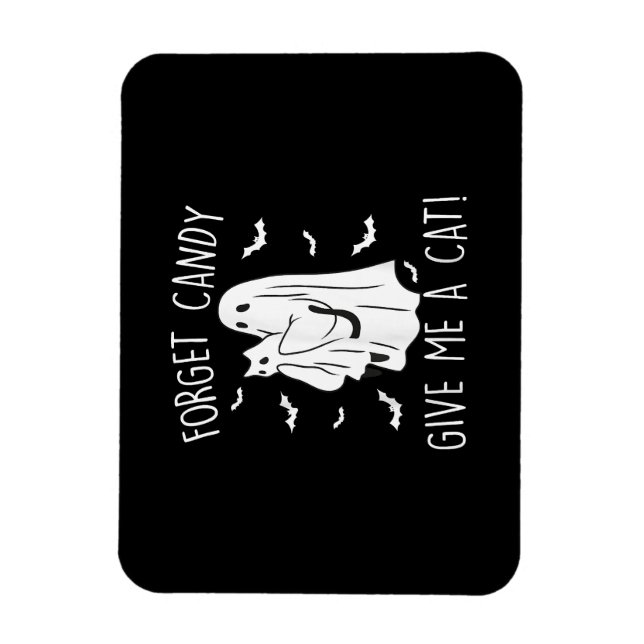 Funny Halloween Cat Ghost glömmer Candy Ge Me Cat Magnet (Vertikal)