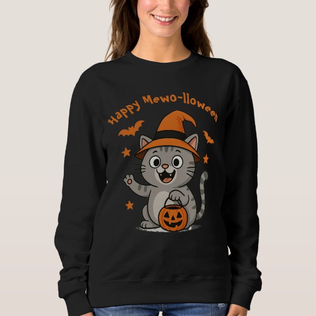 Funny Halloween Cat Sweatshirt for Cat Lovers T Shirt (Framsida)