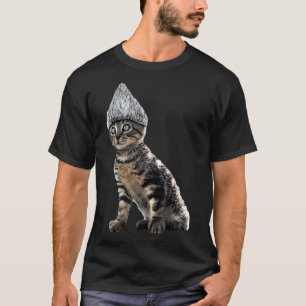 Funny Halloween Cat Tin Foil Hat Conspiracy åt mig T Shirt
