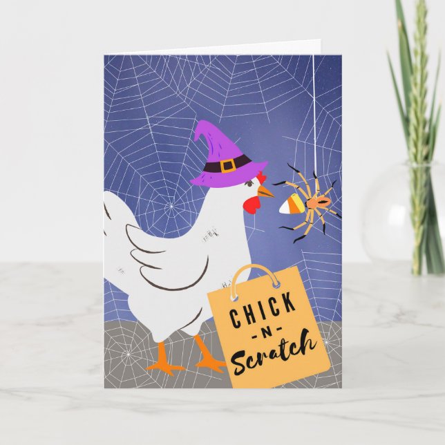 Funny Halloween Chicken Scratch Puns Kort (Framsida)