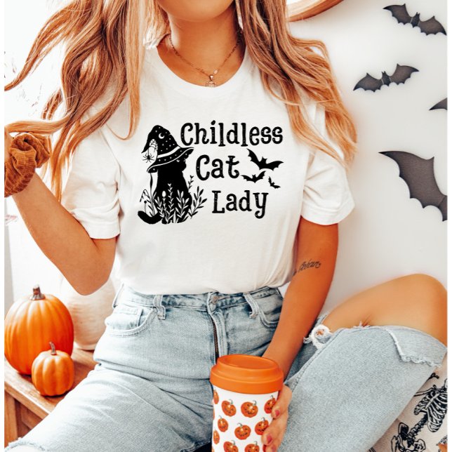 Funny Halloween Chilless Cat Dam T Shirt (Skapare uppladdad)