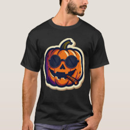 Funny Halloween Cigar Sticker Design T Shirt