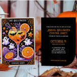 FUNNY HALLOWEEN COCKTAIL GLASS GHOST FLADDERMUS INBJUDNINGAR<br><div class="desc">Inbjudan dina gäster till en natt med boon och bröder med den här leksaken och snyggt Halloween-cocktail-festinbjudan! Med en roligt illustration av ett cocktail omgivet av fladdermus och ädel spöken, blandar denna design ihop Halloween humor med en liten elegans. Med schemat rik svart, lila och vitt färg läggs ett klassiskt,...</div>