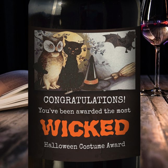 Funny Halloween Costume Award Vin-etikett Vinflaska Etikett (Skapare uppladdad)