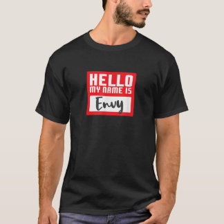 Funny Halloween Costume Hello My Name is Envy Pun  T Shirt