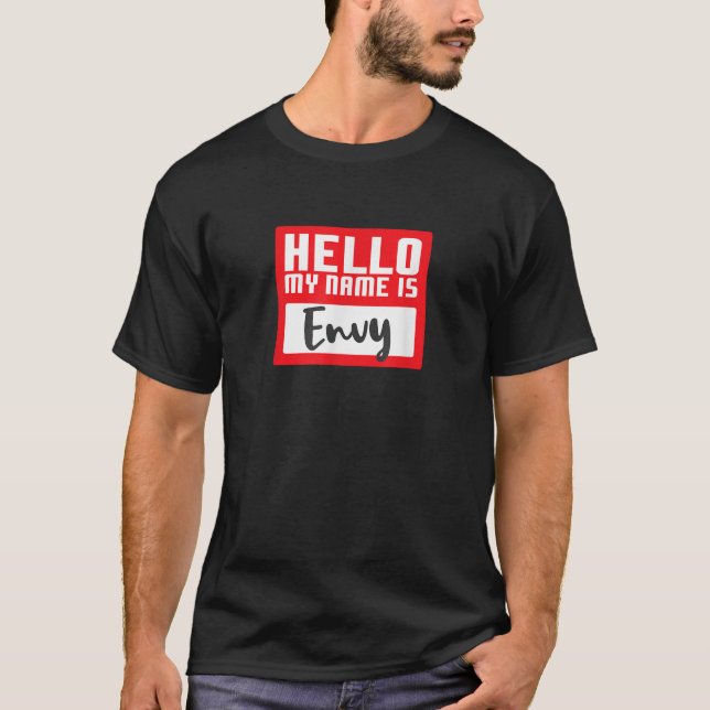 Funny Halloween Costume Hello My Name is Envy Pun  T Shirt (Framsida)