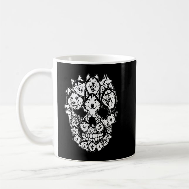 Funny Halloween Costume Skull Siberian husky Hund  Kaffemugg (Vänster)