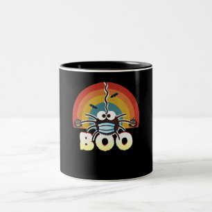 Funny Halloween Costume Spider Wearing Mask Boo Två-Tonad Mugg