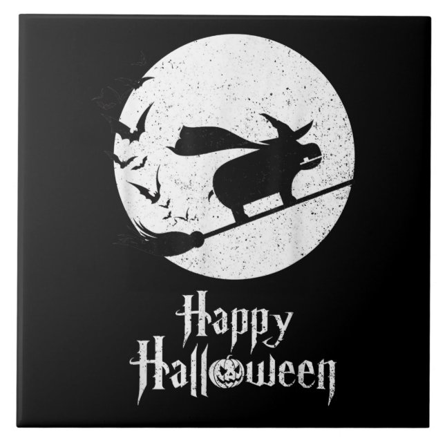Funny Halloween Costume Witch Hippo Älskare Gift Kakelplatta (Framsidan)